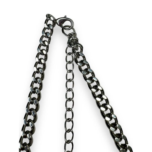 Lydell NYC Teal Blue Yellow Aurora Borealis Rhinestone Necklace 21.5” - Picture 5 of 6